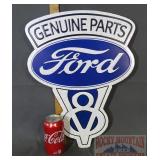 "Genuine Ford Parts" Heavy, Embossed Tin Sign.