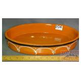 Pottery 14' Baking Dish W/ Hand Painted Decoration