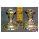 Pair of Empire Weighted Sterling Candle Holders.