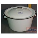 Vintage White Enamelware Pot W/ Lid.