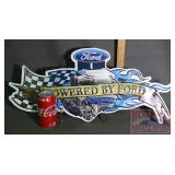 'Powered by Ford' Heavy Embossed Tin Sign.