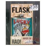 New Pin-Up Girl 'Lucky' 8 OZ Stainless Flask.