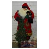 Large 50" Standing Santa W/ Teddy Bear & Tree.