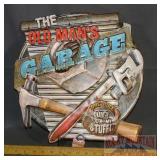'The Old Man's Garage' Embossed Tin Sign.