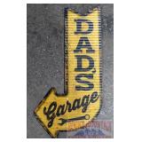 Neat 'Dad's Garage' Corrugated Arrow Sign.