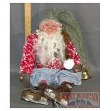 Lyn Donovan Santa Doll W/ Ice Skates, 11" high.