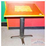 Single Pedestal Dining Table w/ Checkerboard Top. Single Pedestal Dining Table w/ Checkerboard Top.