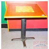 Single Pedestal Dining Table w/ Checkerboard Top.