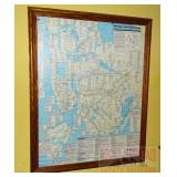 Framed New York City Subway Map. 31X24