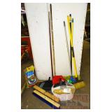 Assorted Brooms, Mops, Mop Heads & More.