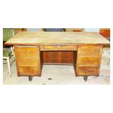 Antique Walnut Twin Bank Desk. 30X68X37