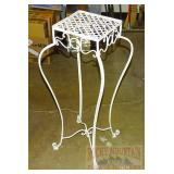 White Scrolled Iron Plant Stand.