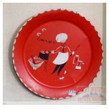 Mid Century Large Round Tin Platter. Mid Century Large Round Tin Platter.