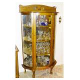 Beautiful Oak Triple Curved Glass China Cabinet. Beautiful Oak Triple Curved Glass China Cabinet.