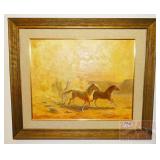 Original Oil on Board Running Horses Painting.