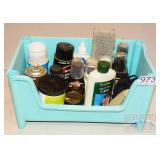 Shoe Shine Supplies in Plastic Container. Shoe Shine Supplies in Plastic Container.