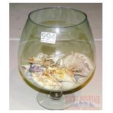 Large Snifter w/ Assorted Sea Shells.