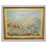 Original Oil on Board Mountain Cabin, Signed. Original Oil on Board Mountain Cabin, Signed.