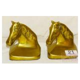 Vintage Cast Brass Horse Head Bookends.