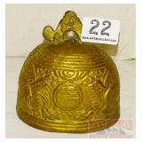 Vintage Brass Elephant Bell w/ Carved Decoration.