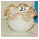 Vintage Fenton Pink/White Ruffled Vase. Vintage Fenton Pink/White Ruffled Vase.