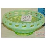 Vintage Fenton Vaseline Glass Bowl. Vintage Fenton Vaseline Glass Bowl.