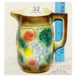 Vintage 7" Fruit Decorated Pitcher.