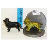 Vintage Speltor Dog Book End & Figurine.