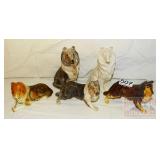5 Vintage Porcelain Dog Figurines. 5 Vintage Porcelain Dog Figurines.
