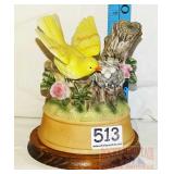 Porcelain Yellow Finch Music Box Sculpture.