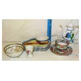 Oriental Porcelain Tea Pot, Cup/Saucer & More.