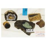 Geode and Assorted Polished/Other Petrified Wood. Geode and Assorted Polished/Other Petrified Wood.