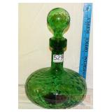 Vintage Green Glass Decanter.