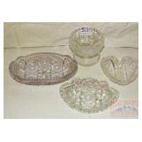 4 Pieces of Cut Glass. 4 Pieces of Cut Glass.