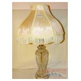 Crystal Table Lamp w/ Fringed Shade. Crystal Table Lamp w/ Fringed Shade.
