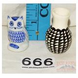 Mini Signed Indian Pot & Pottery Owl. Mini Signed Indian Pot & Pottery Owl.