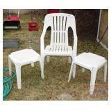 White Lawn Chair & 2 Side Tables. White Lawn Chair & 2 Side Tables.