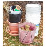 5 Gallon Buckets & Asst. Pots.