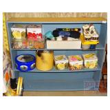 Blue Wooden Bookcase. Blue Wooden Bookcase.