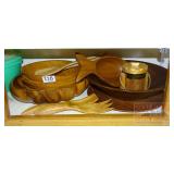 Assorted Vintage Wooden Bowls & Utensils.