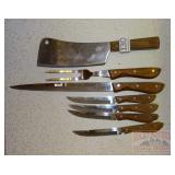 Assorted Knives, Fork and Cleaver.