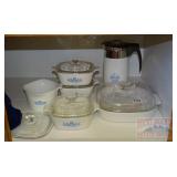 Vintage Covered Glass Dishes and Coffee Pot. Vintage Covered Glass Dishes and Coffee Pot.