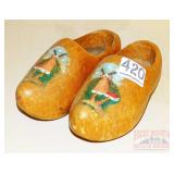 Vintage Wooden Clogs w/ Painted Decoration.