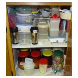 Assorted Plastic Ware, Cups, Cannisters & More.