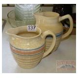 2 Vintage Banded Pitchers. 2 Vintage Banded Pitchers.