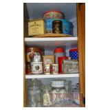 Assorted Tins and Jars.