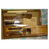 Assorted Knives, Cleaver, Cutting Board and More.