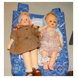 2 Vintage Dolls & Bag.