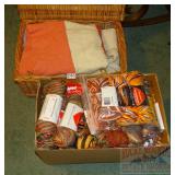 Basket and Box with Yarn. Basket and Box with Yarn.