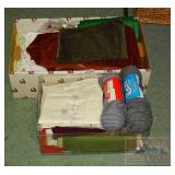 2 Boxes with Yarn and Material.